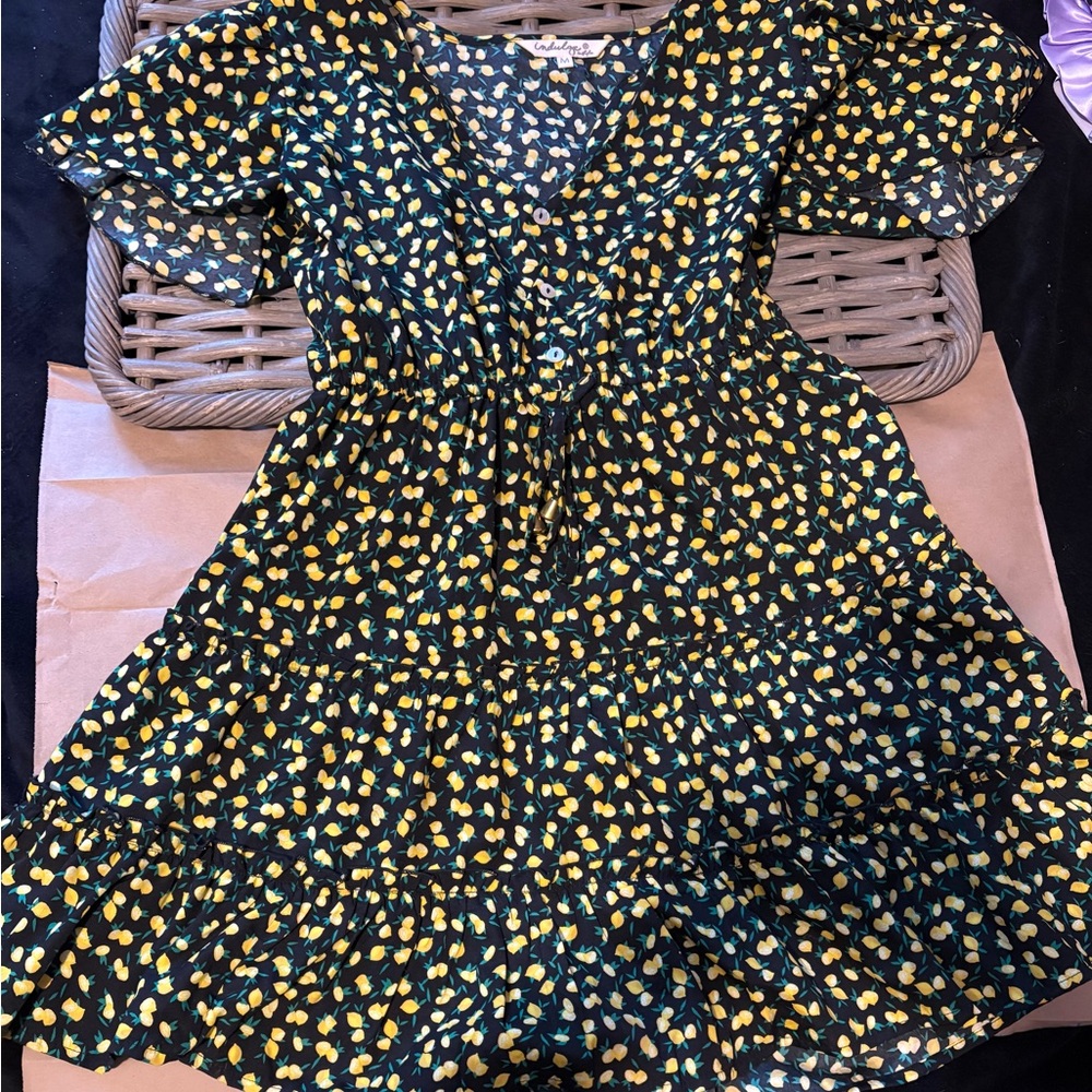Black Dress with Lemon Print